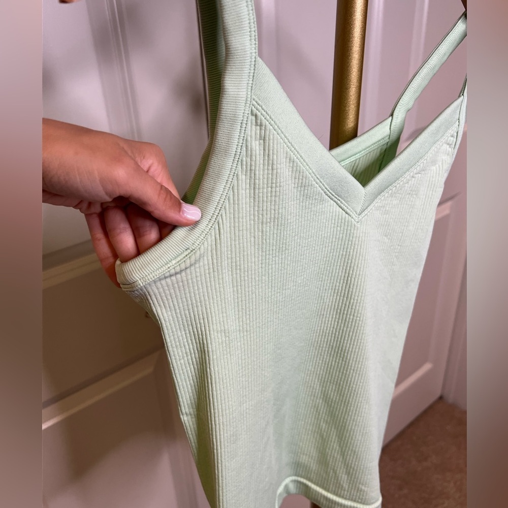 Athleta renew v-neck ribbed tank top in light green - Picture 3 of 8
